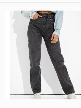 American Eagle AE Highest Waist Baggy Straight Jean Woman 14 Black Streetwear